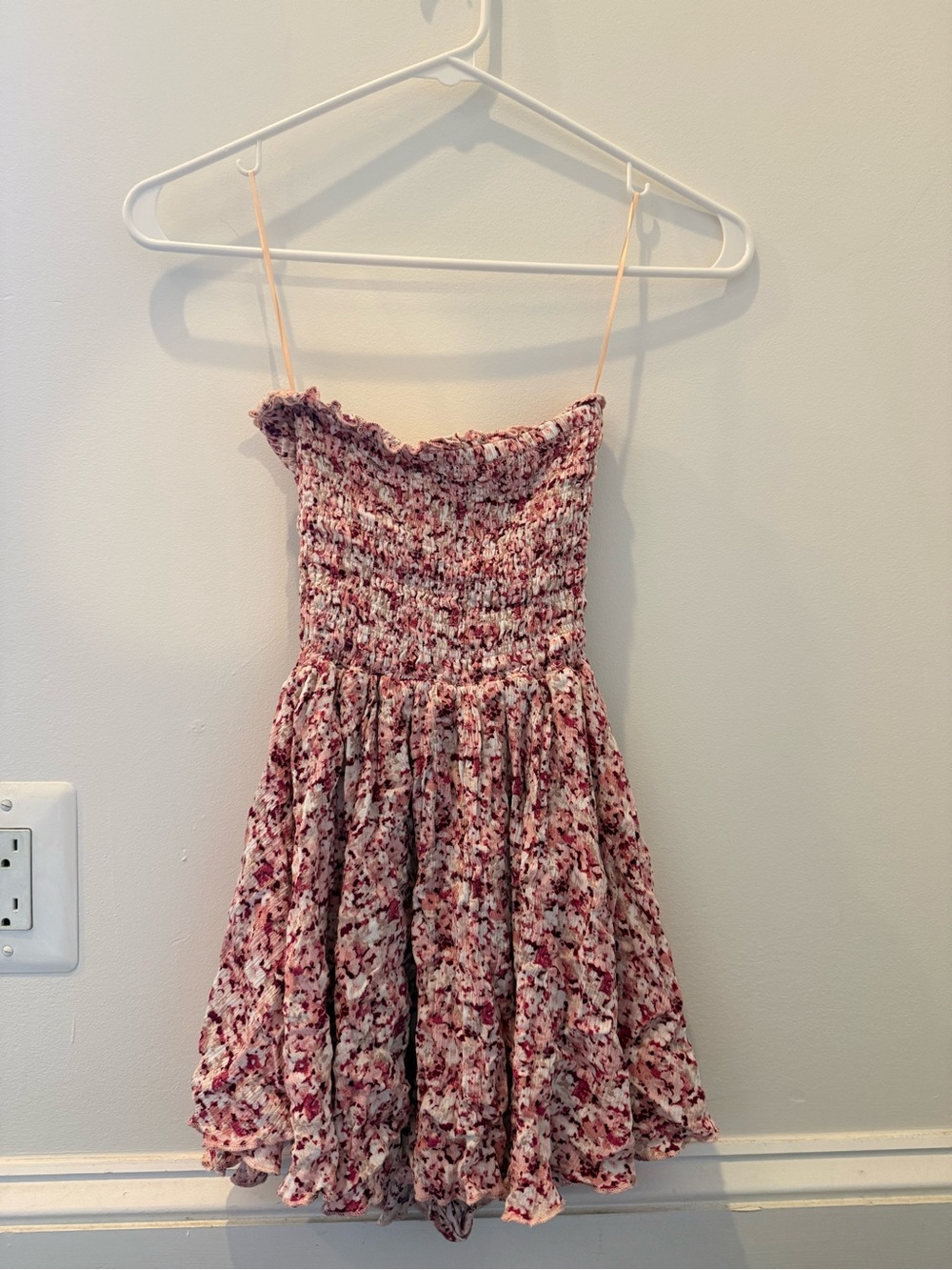 PacSun Pink Floral Smocked Dress with Delicate Straps